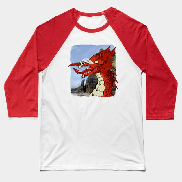 Scaly Welsh Dragon Baseball T-Shirt by Skarmaiden